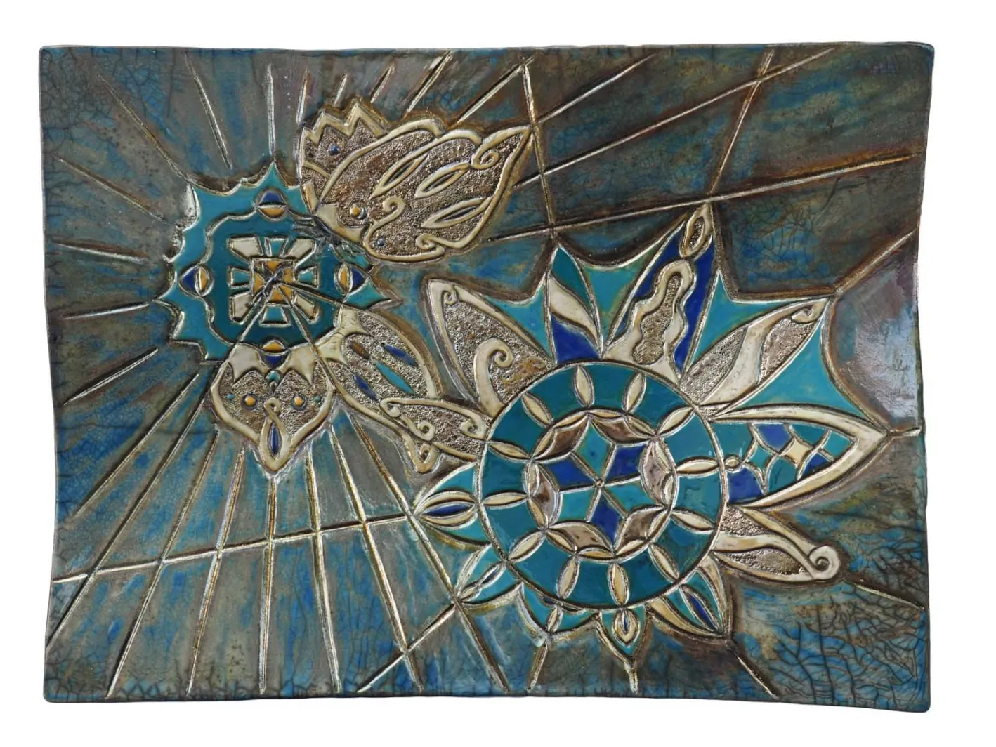 Skulpturaler Winged Spirit Tafelaufsatz mit Schmetterlingen in Raku von Stefania Zoppellaro, 2025