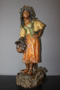 Skulptur eines Bauern in Terrakotta von Stellmacher, 1900