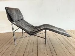 Skye Chaiselongue aus schwarzem Leder von Tord Björklund für Ikea, 1970er