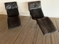 Skye Chaiselongue aus schwarzem Leder von Tord Björklund für Ikea, 1970er