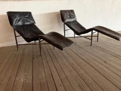Skye Chaiselongue aus schwarzem Leder von Tord Björklund für Ikea, 1970er