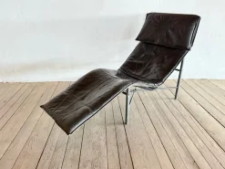 Skye Chaiselongue aus schwarzem Leder von Tord Björklund für Ikea, 1970er