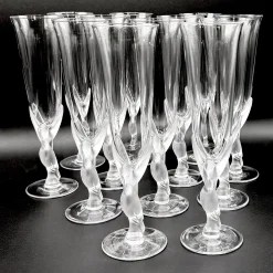 Snow Doves Champagnergläser aus Kristallglas von Igor Carl Fabergé, France, 1982, 12er Set
