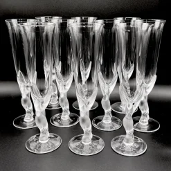 Snow Doves Champagnergläser aus Kristallglas von Igor Carl Fabergé, France, 1982, 12er Set