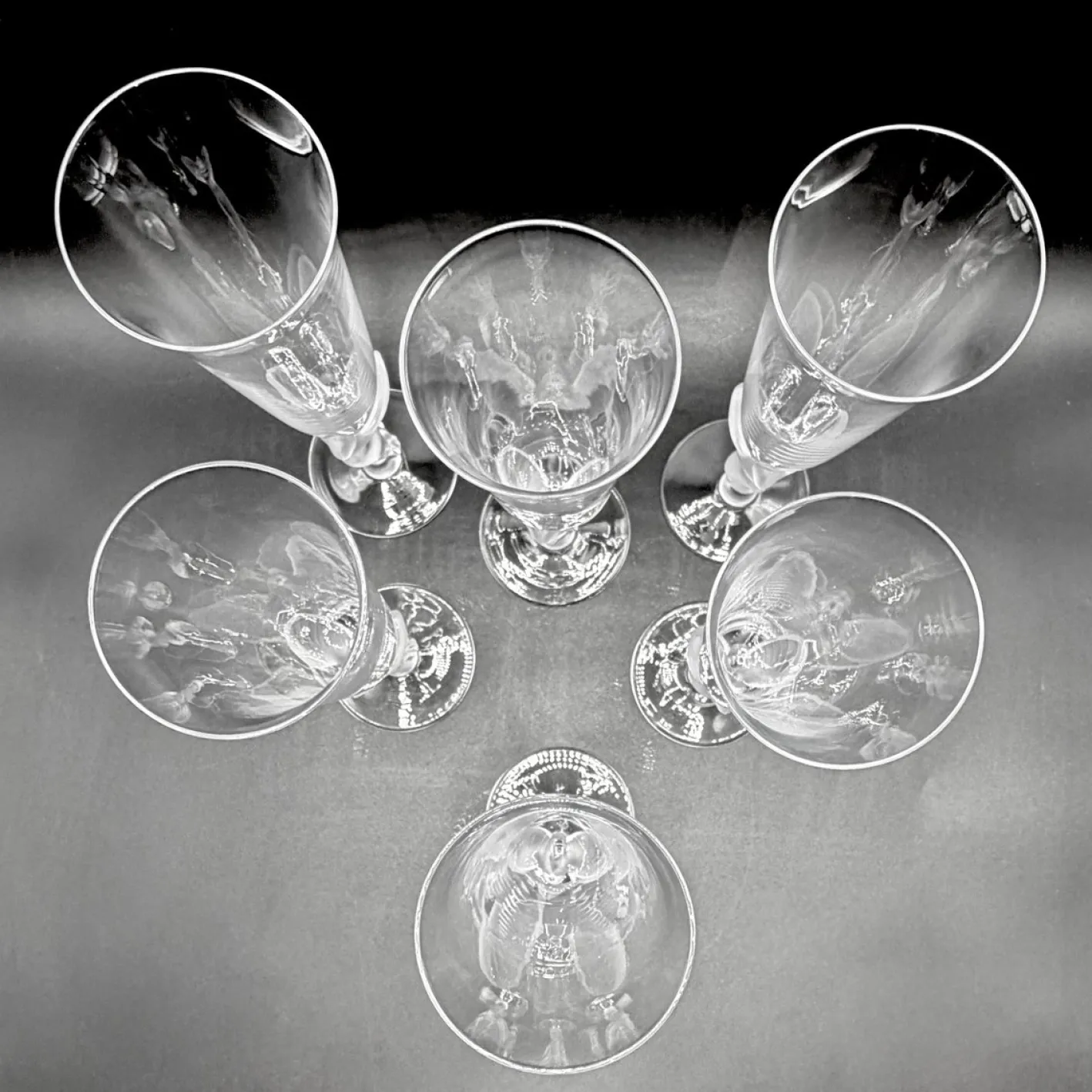Snow Doves Champagnergläser aus Kristallglas von Igor Carl Fabergé, France, 1982, 12er Set