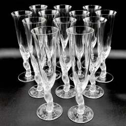 Snow Doves Champagnergläser aus Kristallglas von Igor Carl Fabergé, France, 1982, 12er Set