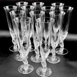 Snow Doves Champagnergläser aus Kristallglas von Igor Carl Fabergé, France, 1982, 12er Set