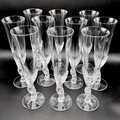 Snow Doves Champagnergläser aus Kristallglas von Igor Carl Fabergé, France, 1982, 12er Set