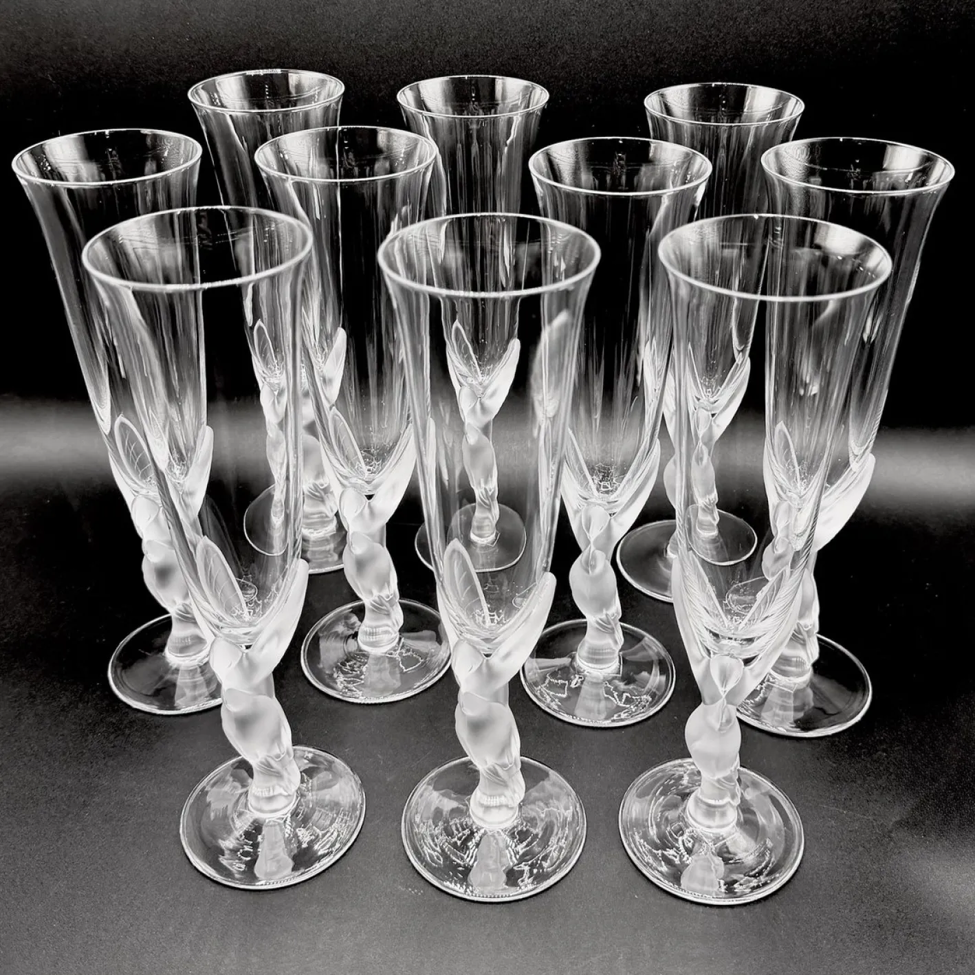 Snow Doves Champagnergläser aus Kristallglas von Igor Carl Fabergé, France, 1982, 12er Set