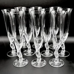 Snow Doves Champagnergläser aus Kristallglas von Igor Carl Fabergé, France, 1982, 12er Set