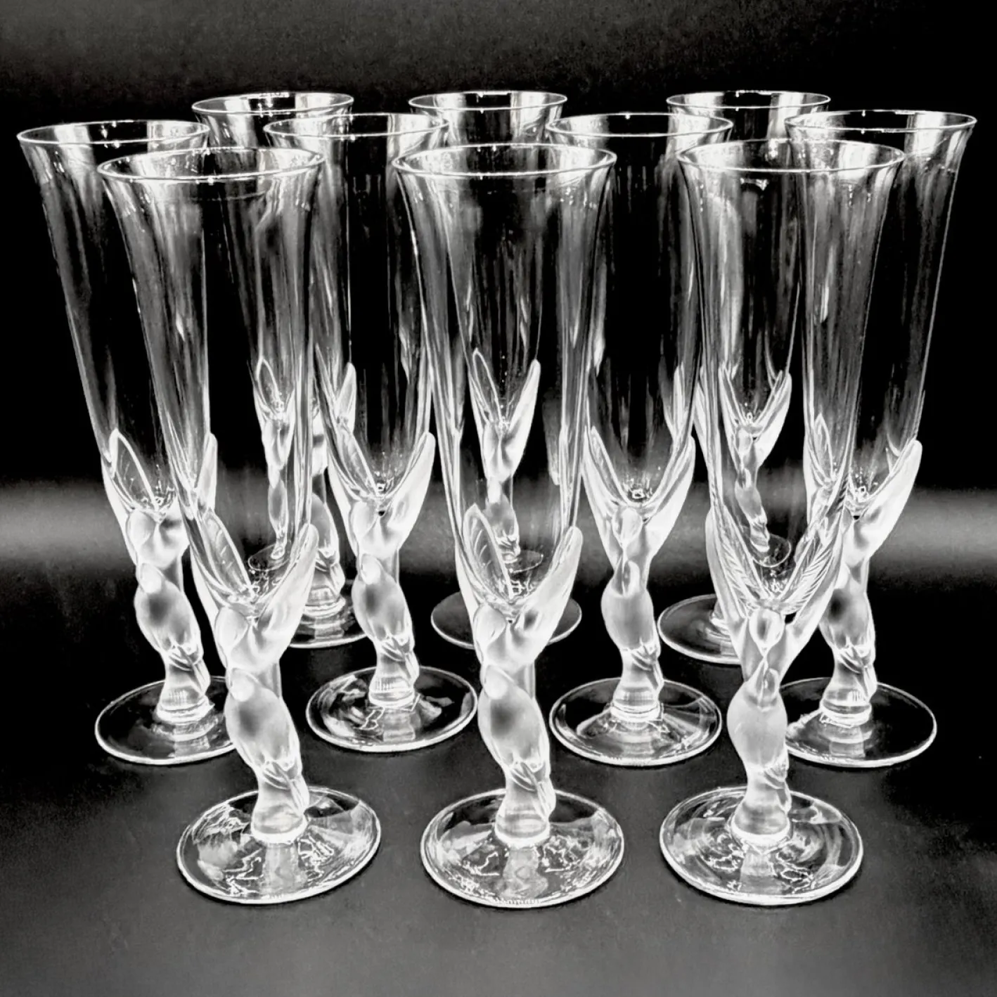 Snow Doves Champagnergläser aus Kristallglas von Igor Carl Fabergé, France, 1982, 12er Set