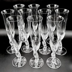 Snow Doves Champagnergläser aus Kristallglas von Igor Carl Fabergé, France, 1982, 12er Set