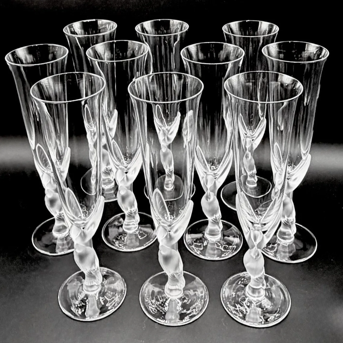 Snow Doves Champagnergläser aus Kristallglas von Igor Carl Fabergé, France, 1982, 12er Set