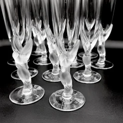 Snow Doves Champagnergläser aus Kristallglas von Igor Carl Fabergé, France, 1982, 12er Set