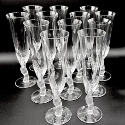 Snow Doves Champagnergläser aus Kristallglas von Igor Carl Fabergé, France, 1982, 12er Set
