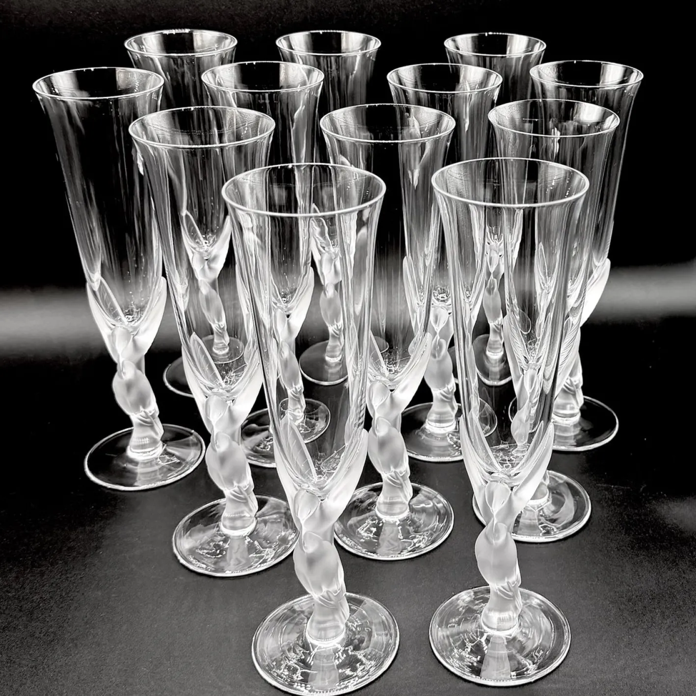 Snow Doves Champagnergläser aus Kristallglas von Igor Carl Fabergé, France, 1982, 12er Set