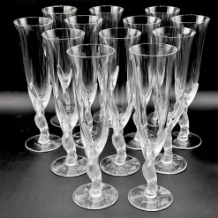 Snow Doves Champagnergläser aus Kristallglas von Igor Carl Fabergé, France, 1982, 12er Set