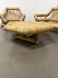 Sofas, Sessel und Couchtisch aus Bambus, 1970, 4er Set