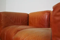 Sofas und Poufs aus Orangefarbenem Leder Marius & Marius von Mario Marenco für Arflex, 1970er, 3er Set