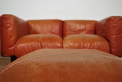 Sofas und Poufs aus Orangefarbenem Leder Marius & Marius von Mario Marenco für Arflex, 1970er, 3er Set