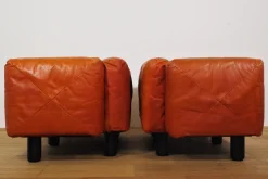 Sofas und Poufs aus Orangefarbenem Leder Marius & Marius von Mario Marenco für Arflex, 1970er, 3er Set