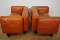 Sofas und Poufs aus Orangefarbenem Leder Marius & Marius von Mario Marenco für Arflex, 1970er, 3er Set