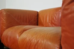 Sofas und Poufs aus Orangefarbenem Leder Marius & Marius von Mario Marenco für Arflex, 1970er, 3er Set