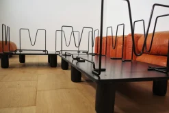 Sofas und Poufs aus Orangefarbenem Leder Marius & Marius von Mario Marenco für Arflex, 1970er, 3er Set