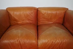 Sofas und Poufs aus Orangefarbenem Leder Marius & Marius von Mario Marenco für Arflex, 1970er, 3er Set