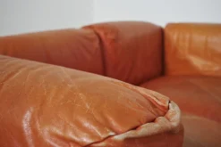 Sofas und Poufs aus Orangefarbenem Leder Marius & Marius von Mario Marenco für Arflex, 1970er, 3er Set