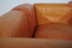 Sofas und Poufs aus Orangefarbenem Leder Marius & Marius von Mario Marenco für Arflex, 1970er, 3er Set