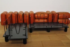 Sofas und Poufs aus Orangefarbenem Leder Marius & Marius von Mario Marenco für Arflex, 1970er, 3er Set