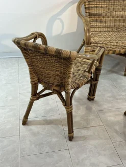 Sofa und Sessel aus Korbgeflecht mit Couchtisch, 1960er, 4er Set