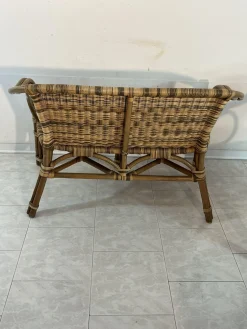 Sofa und Sessel aus Korbgeflecht mit Couchtisch, 1960er, 4er Set