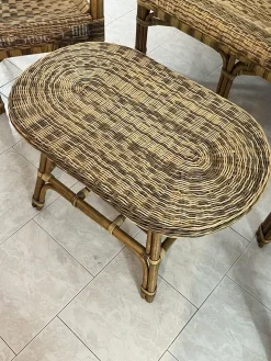 Sofa und Sessel aus Korbgeflecht mit Couchtisch, 1960er, 4er Set