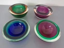 Sommerso Schalen aus Muranoglas von Flavio Poli, 1960er, 4er Set