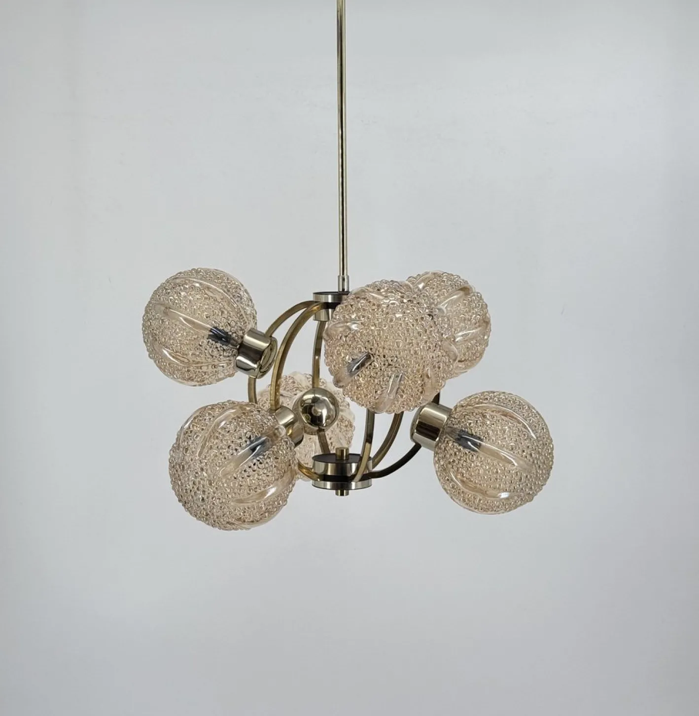 Space Age Deckenlampe aus Messing von Richard Essig, 1970er