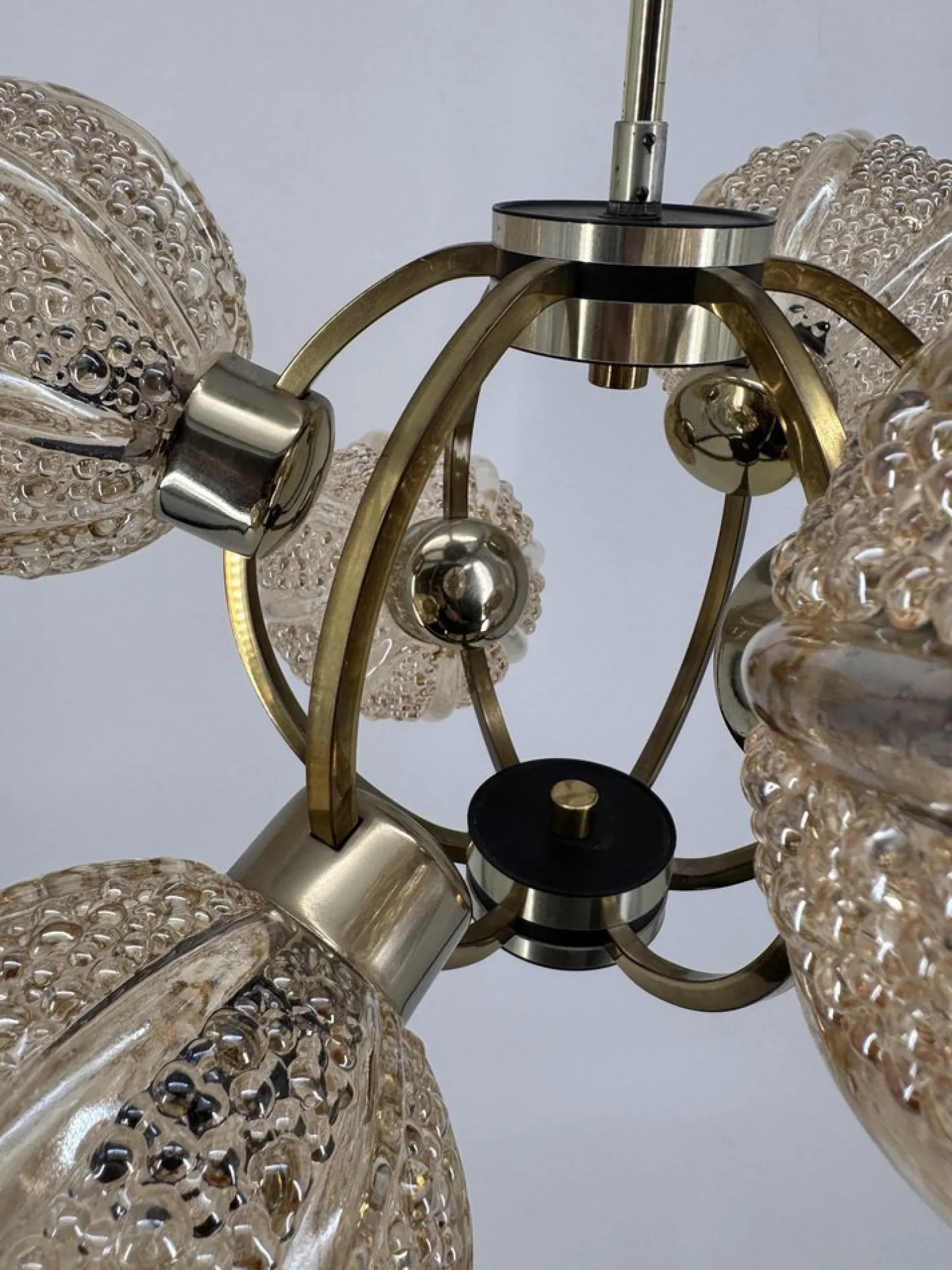 Space Age Deckenlampe aus Messing von Richard Essig, 1970er