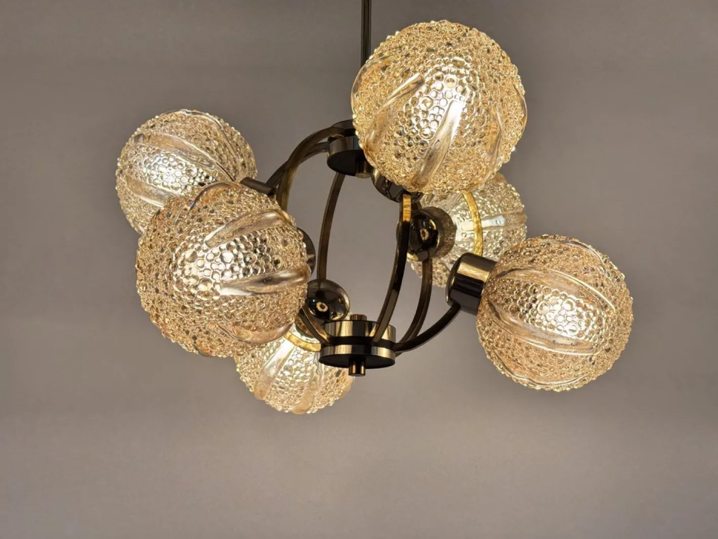 Space Age Deckenlampe aus Messing von Richard Essig, 1970er