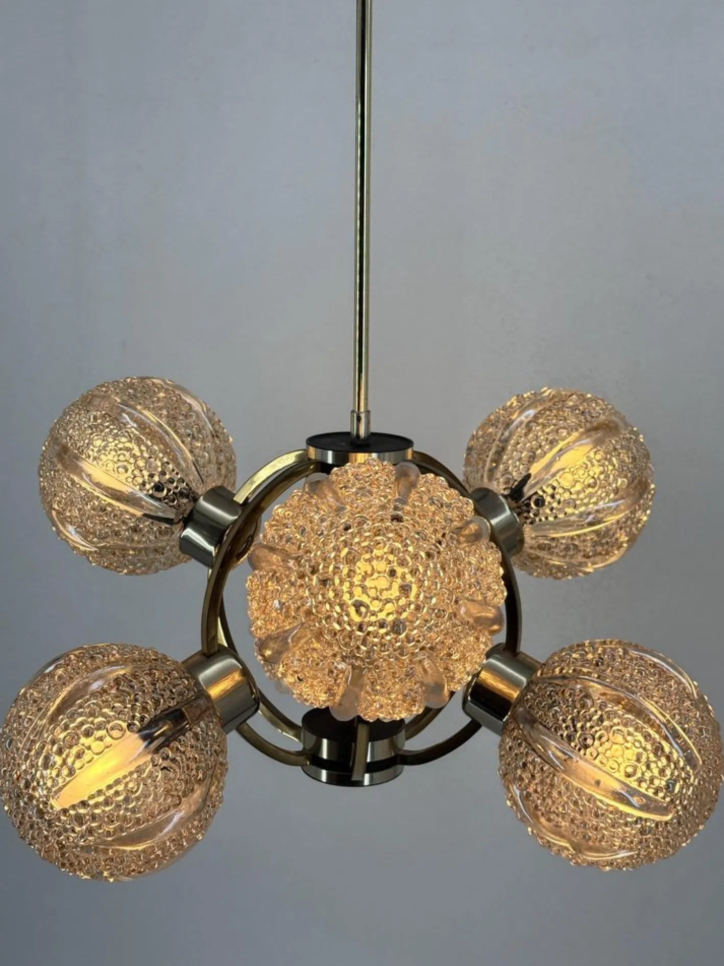 Space Age Deckenlampe aus Messing von Richard Essig, 1970er