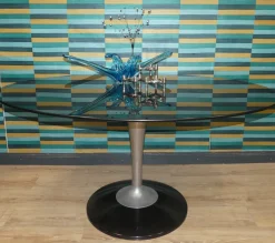 Space Age Esstisch aus Glas & Aluminium, USA, 1970er