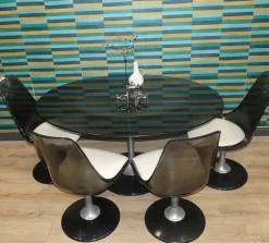 Space Age Esstisch aus Glas & Aluminium, USA, 1970er