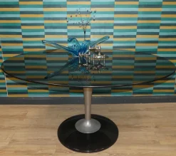 Space Age Esstisch aus Glas & Aluminium, USA, 1970er