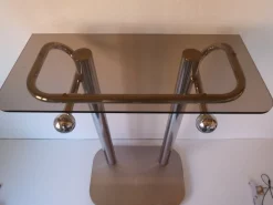 Space Age Konsole aus Chrom & Rauchglas, 1970er