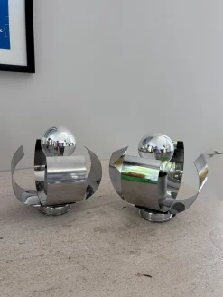 Space Age Wandlampen aus verchromtem Metall, 1970er, 2er Set