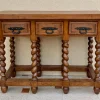 Spanischer Konsolentisch aus Holz mit Drei Schubladen, 1950
