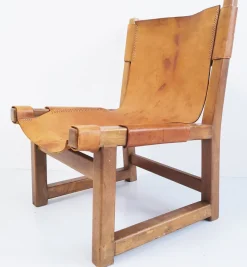 Spanischer Nussholz & Leder Modell Riaza Kinderstuhl von Paco Muñoz für Darro, 1950er