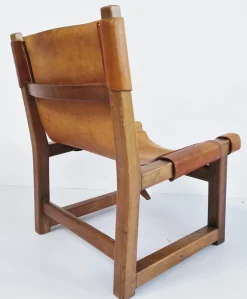 Spanischer Nussholz & Leder Modell Riaza Kinderstuhl von Paco Muñoz für Darro, 1950er