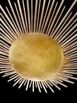 Spanische Solar Crown Sonnen Wandlampe aus Vergoldetem Metall, 1950