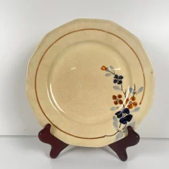 Speiseteller mit Blumenmotiv aus Sarreguemines, 1920er-1940er Jahre, 5er-Set